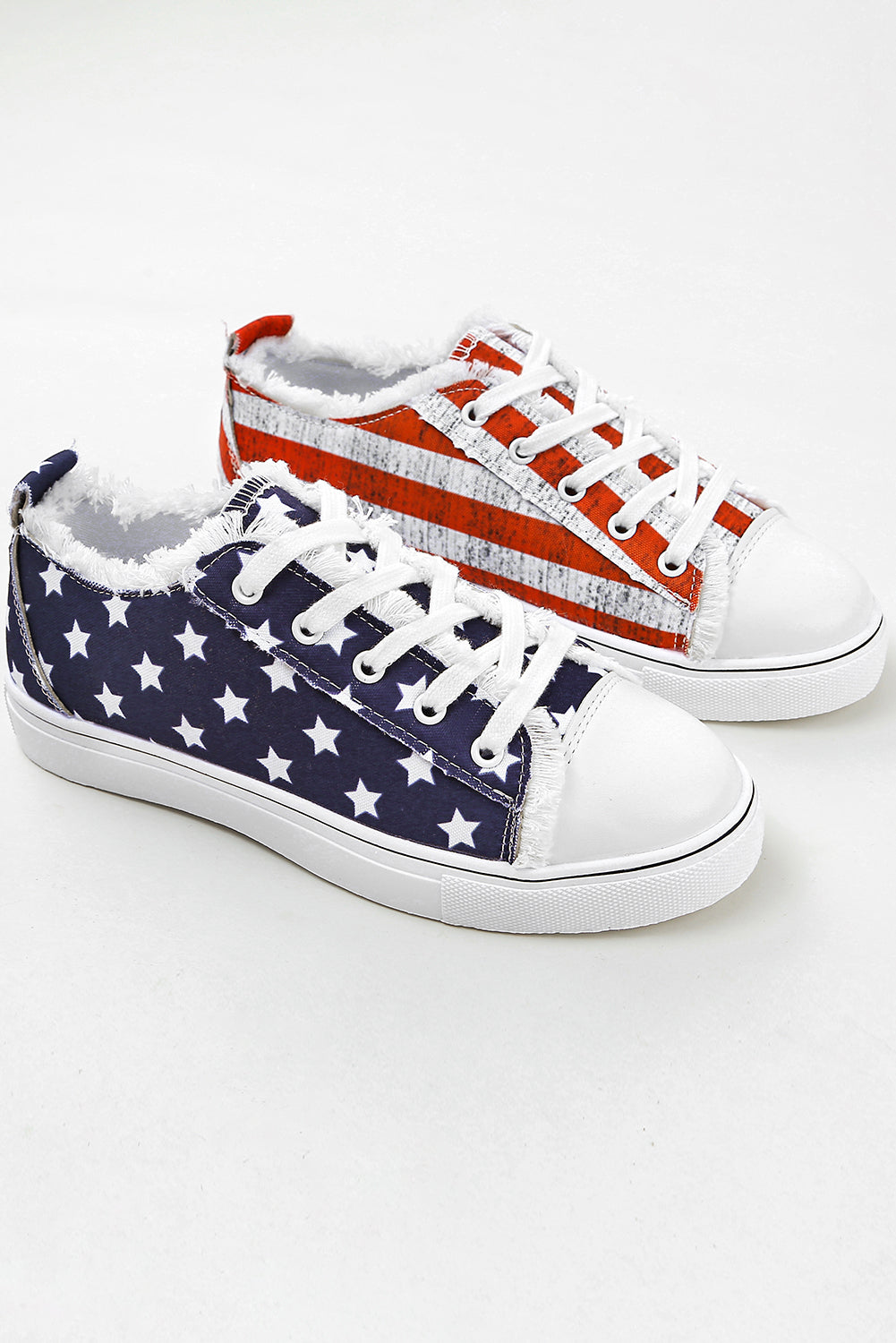 Blue American Flag Lace-up Flat Shoes