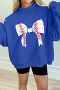 Dark Blue Baseball Large Bow Sweatshirt