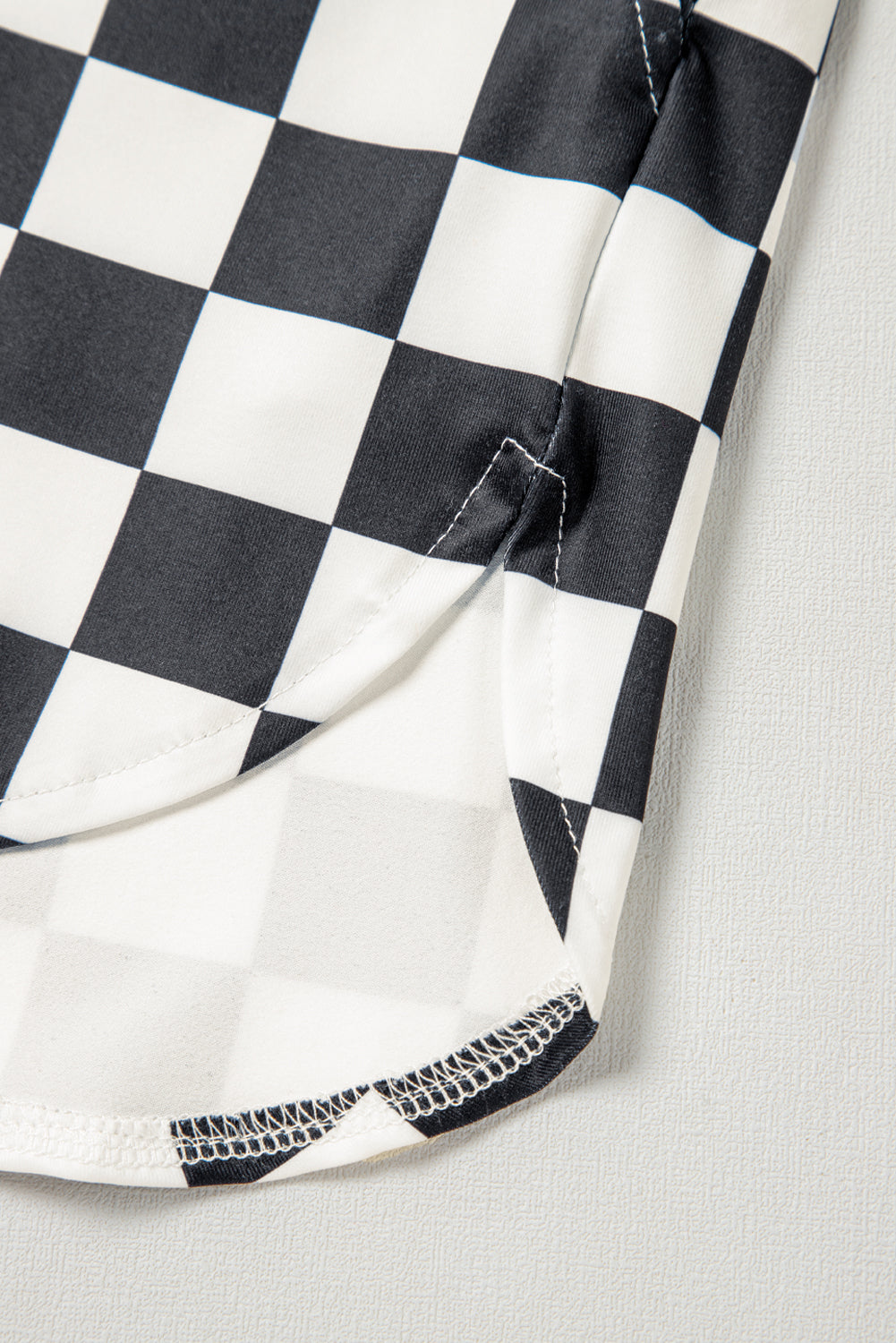 Black Checkered Print High Waist Shorts