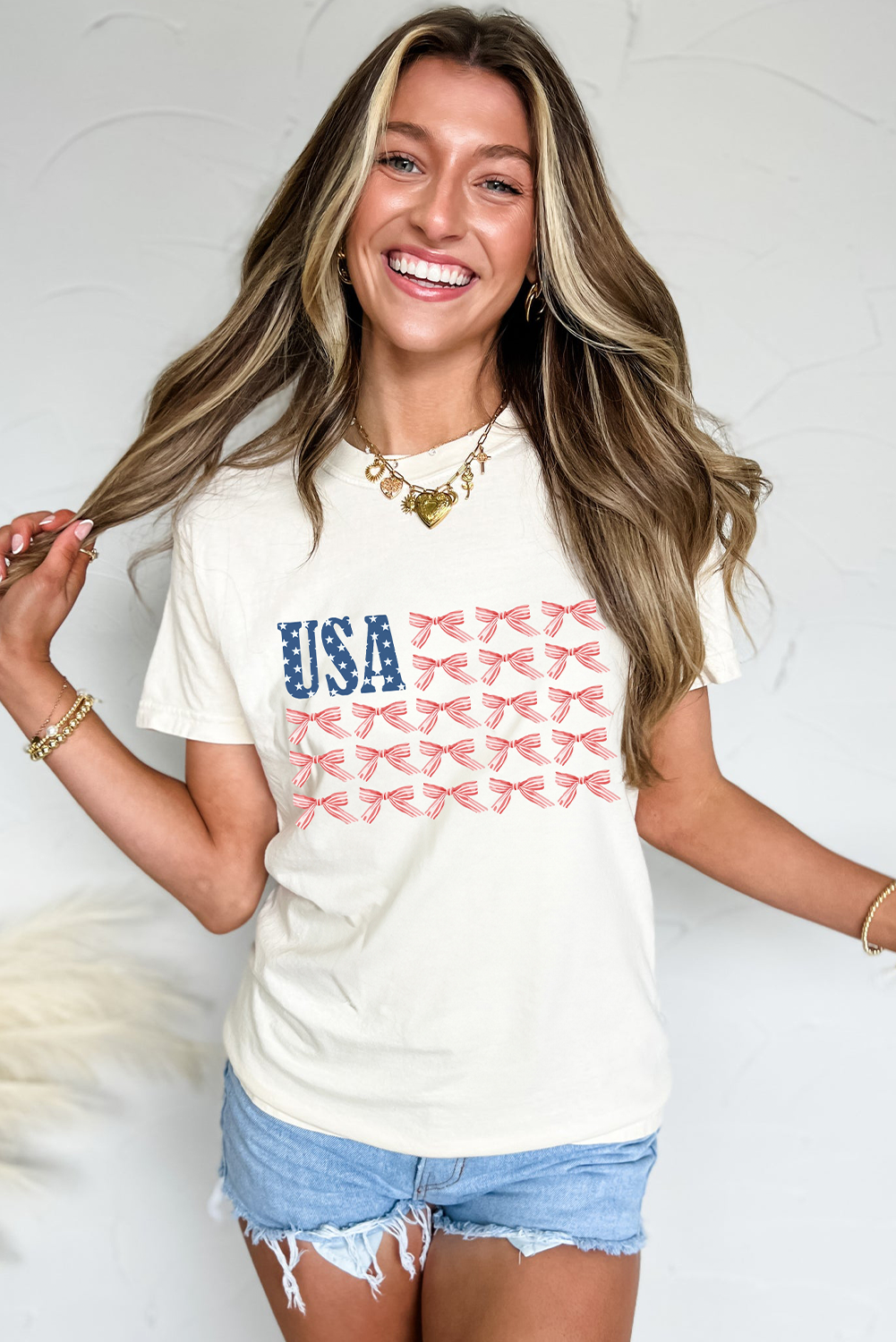 USA Flag Bow Knot Tee