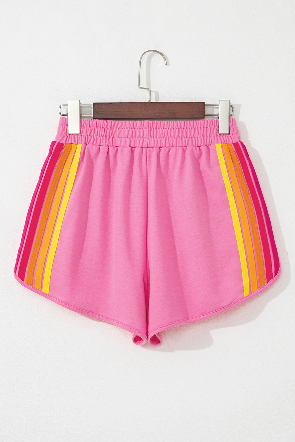 Bonbon Stripes Elastic High Waist Active Shorts