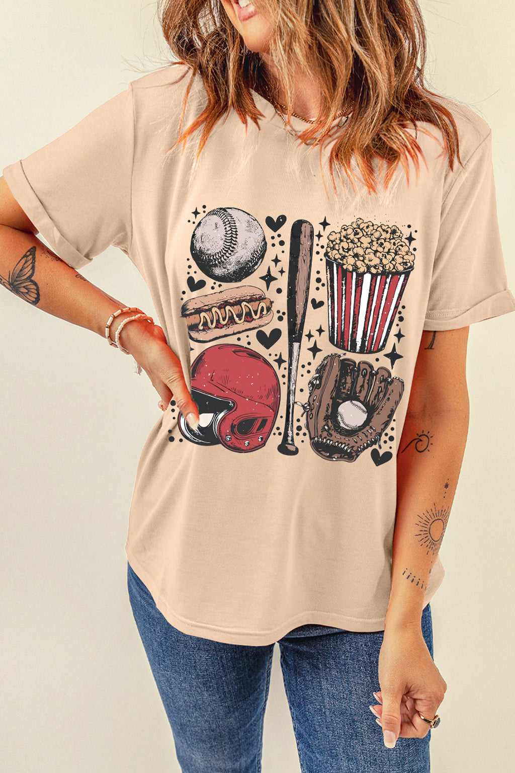 Khaki Retro Baseball T Shirt