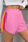 Bonbon Stripes Elastic High Waist Active Shorts