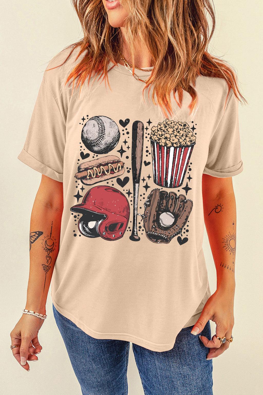 Khaki Retro Baseball T Shirt