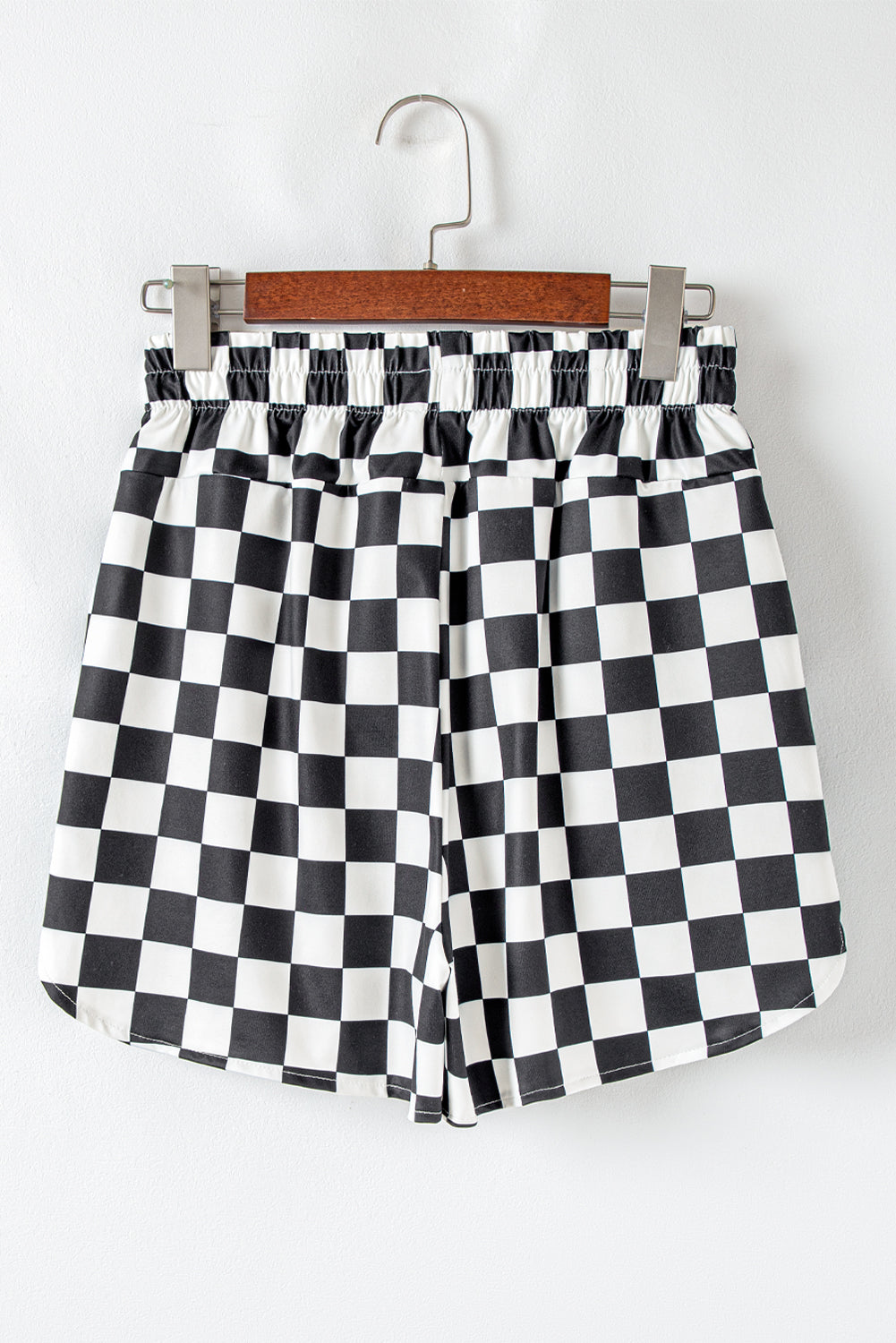 Black Checkered Print High Waist Shorts