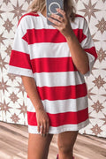 Racing Red Striped Oversize Tunic Tee