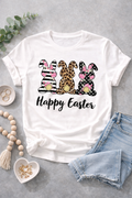 Leopard & Floral Easter Bunny       Tee – Happy Easter - Free Shipping