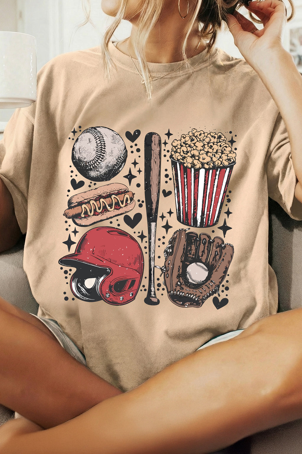 Khaki Retro Baseball T Shirt