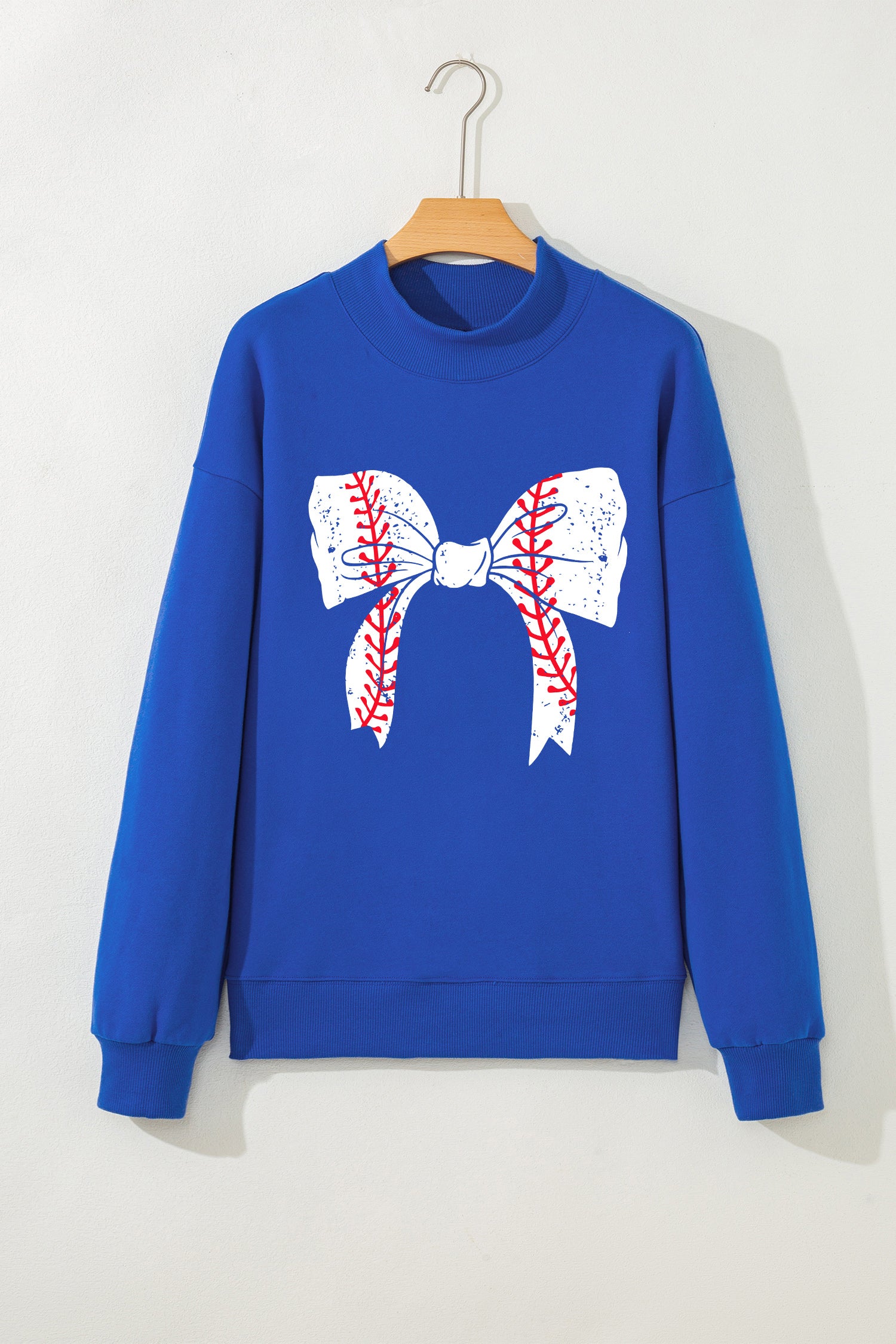 Dark Blue Baseball Large Bow Sweatshirt