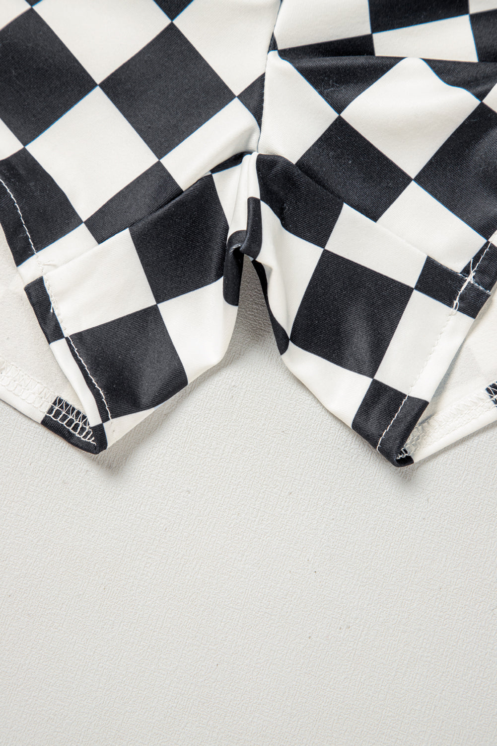 Black Checkered Print High Waist Shorts