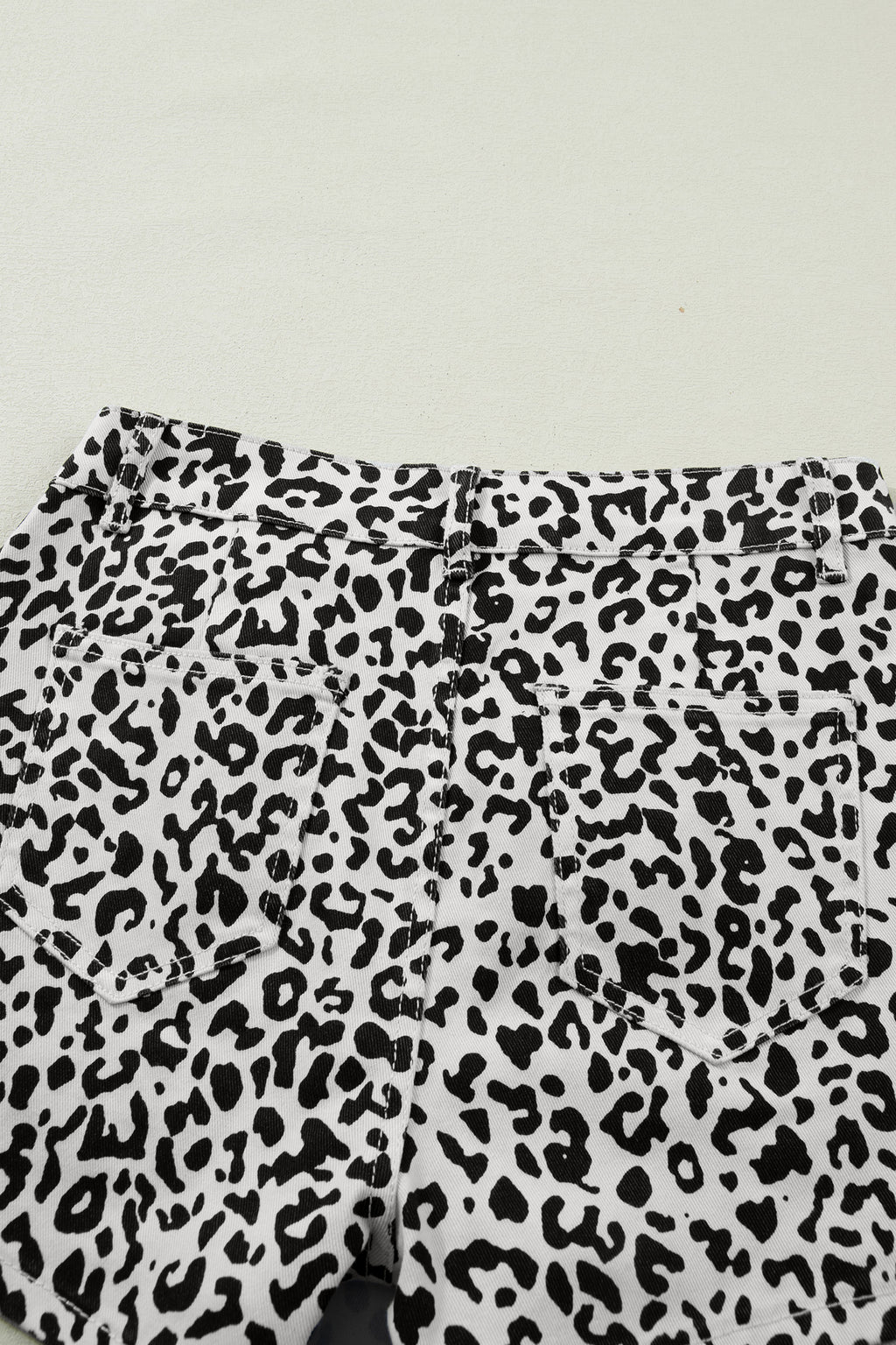 Brown Leopard Print Button Overlap Denim Shorts