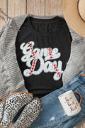 Black Sequin Game Day Tee