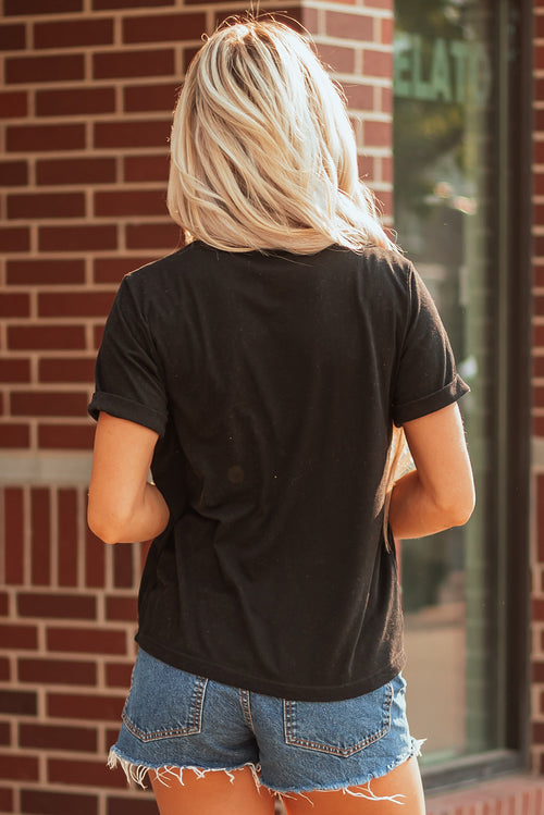Black Sequin Bow Ball Game Day  Tee