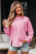 Bonbon Lace Bow Embroidered Exposed Seam Sweatshirt